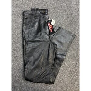 NWT Mas Leather Womens Biker Motorcycle Riding Pants Sz 10 Black Genuine Leather